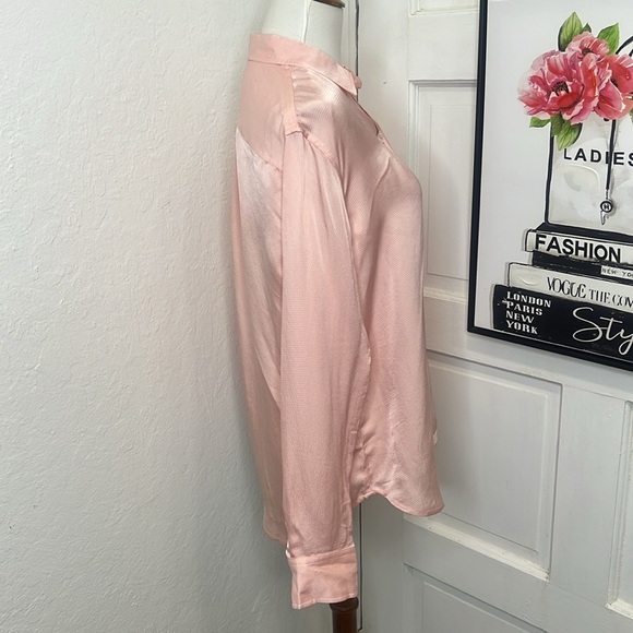 Everlane Pink Textured Button Down Blouse Size 2 - Picture 3 of 8